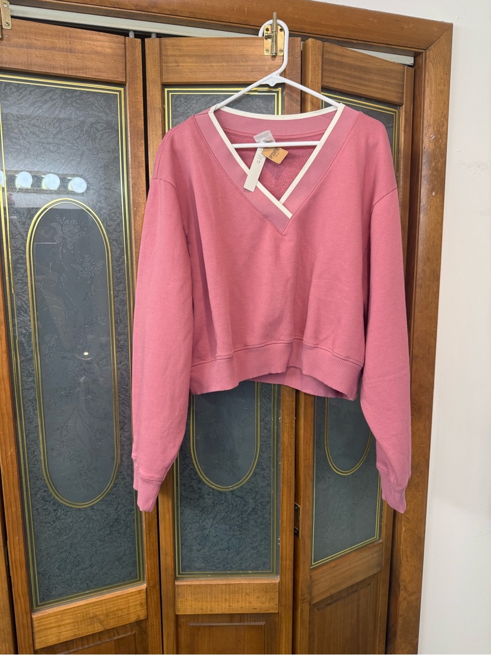 PINK Victoria's Secret Rose Pink Cropped Sweatshirt, BRAND NEW